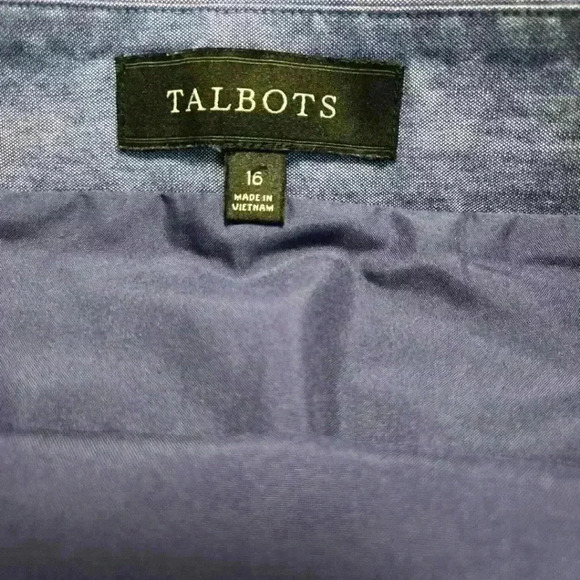Talbots Women's Chambray Skirt Floral Embroidery Cotton Blue Size 16 #208 - Picture 9 of 9